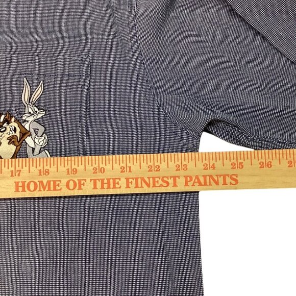 Vintage Warner Bros. Studios Looney Tunes Embroidered Button Up Men's Size Large - Picture 6 of 8